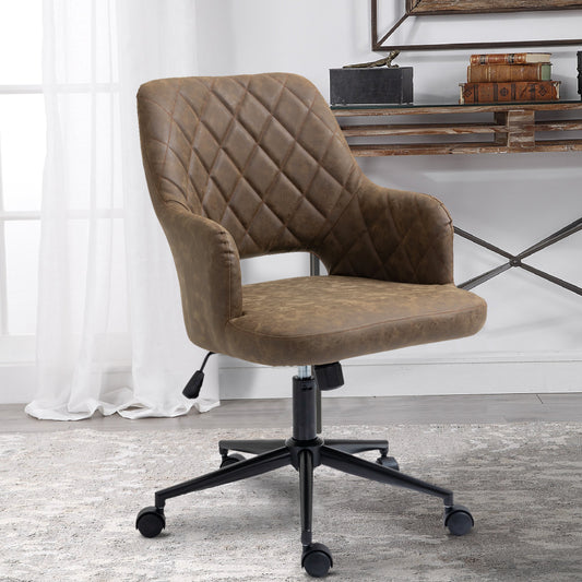 Brown quilted office chair in office