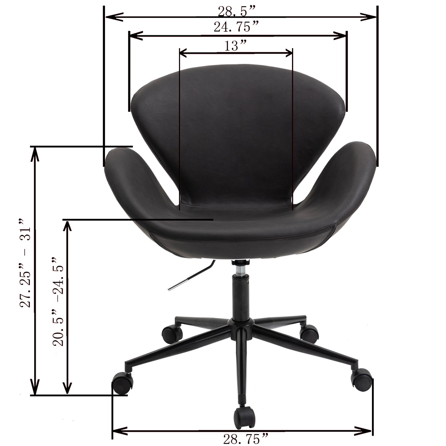 Dimensions of black office chair