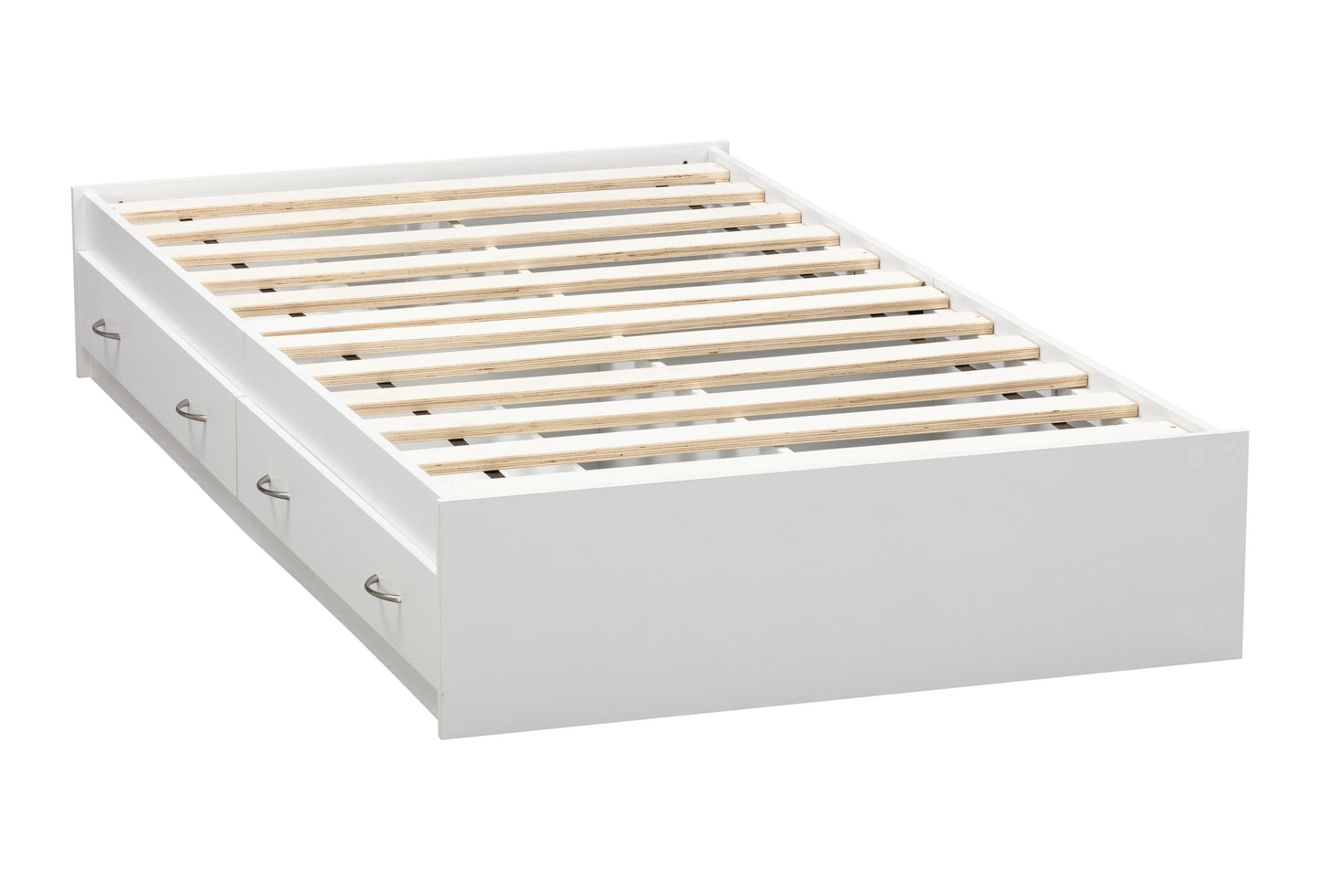 White twin platform storage bed base