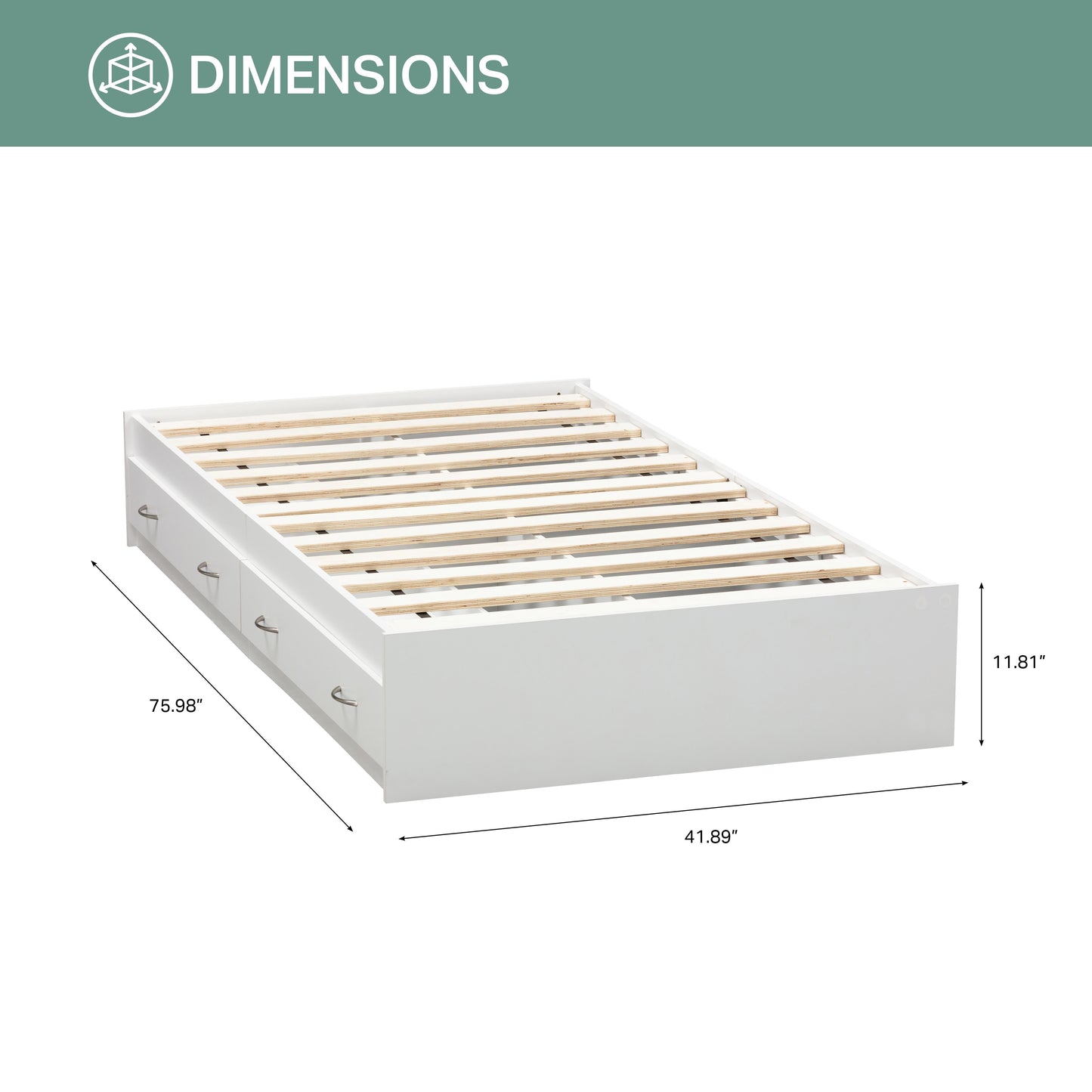 dimensional image of white twin bed