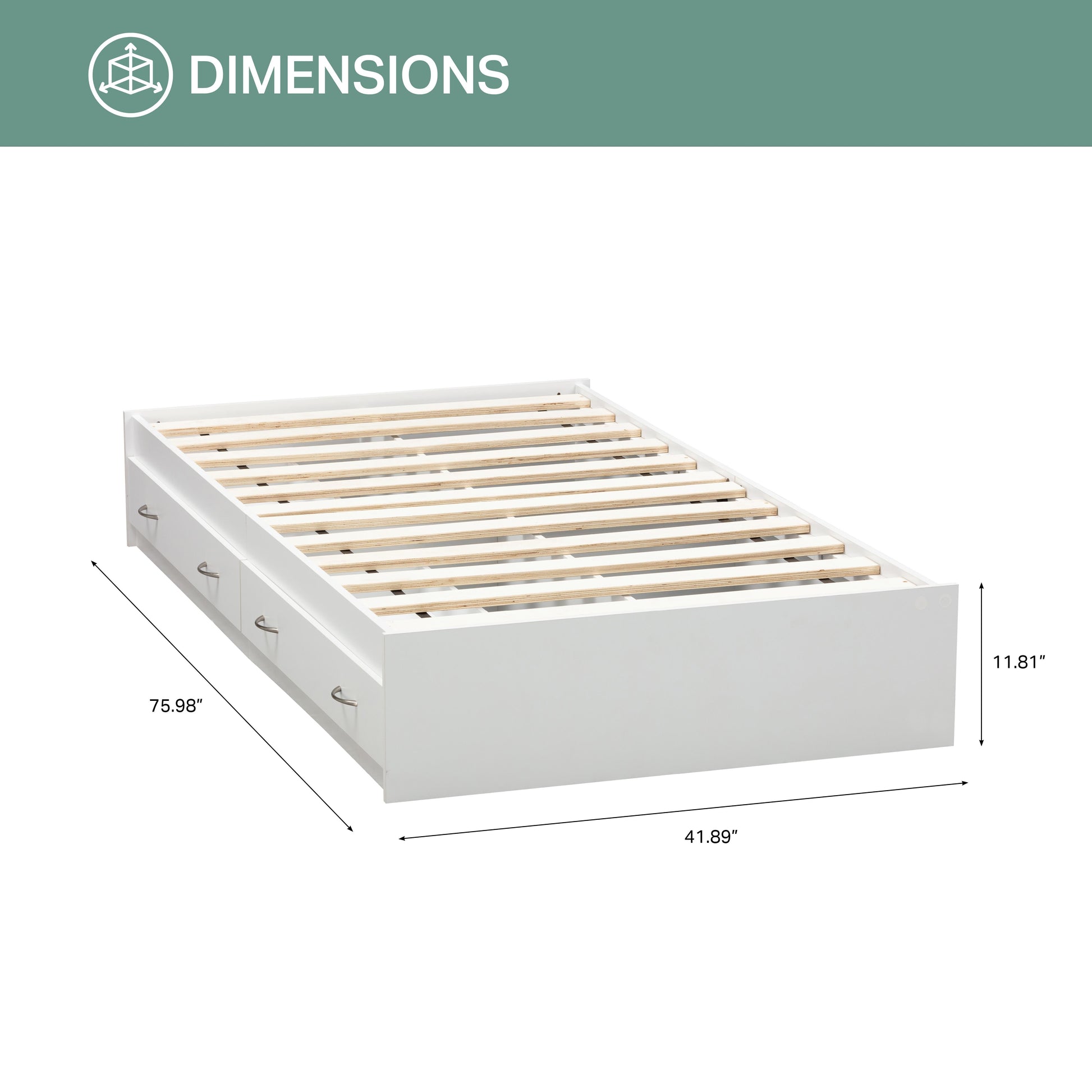 dimensional image of white twin bed