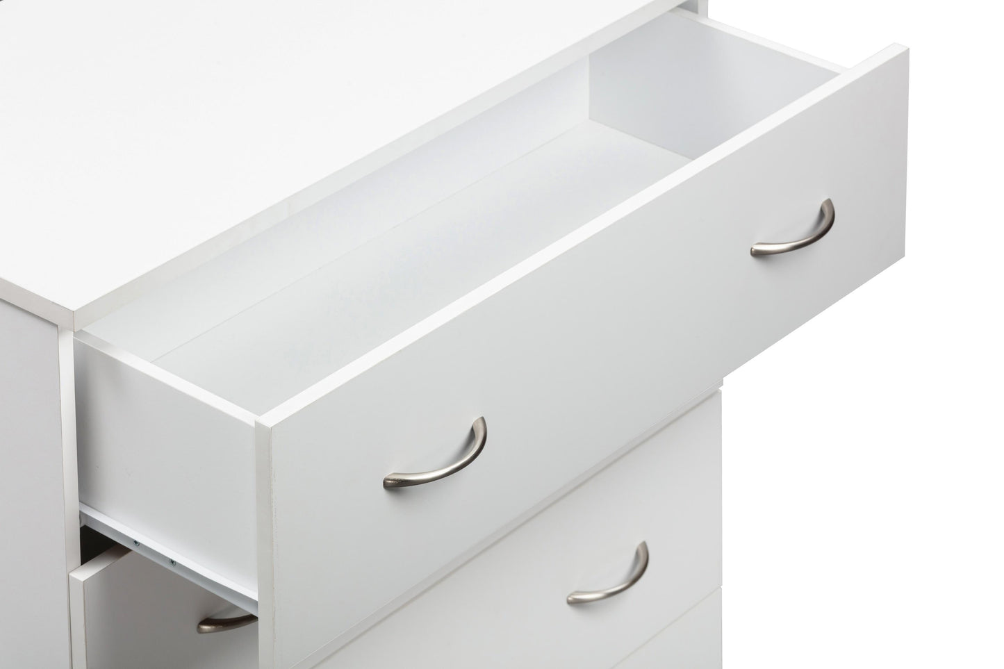 6003 White Dresser with top drawer pulled open