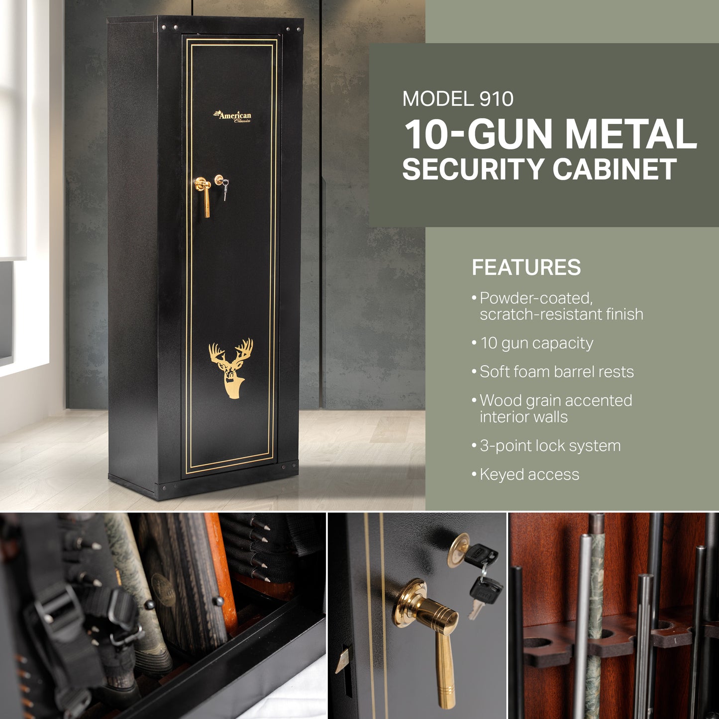 10 Gun Locking Metal Cabinet
