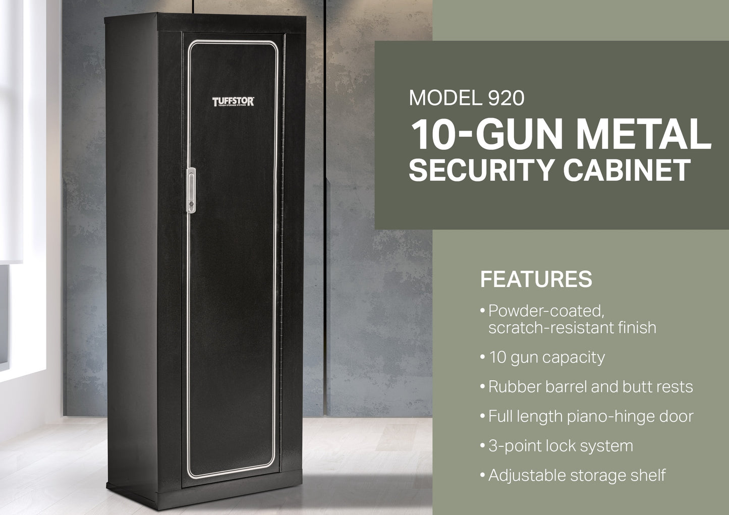 Tuff-Stor 10 Gun Metal Security Locking Gun Cabinet