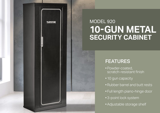 Tuff-Stor 10 Gun Metal Security Locking Gun Cabinet