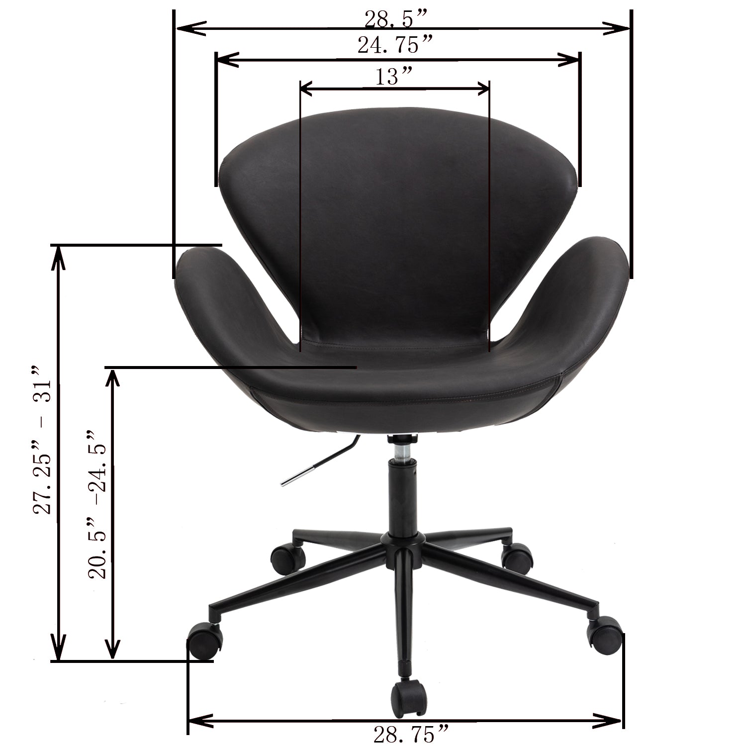 Dimensions of black office chair