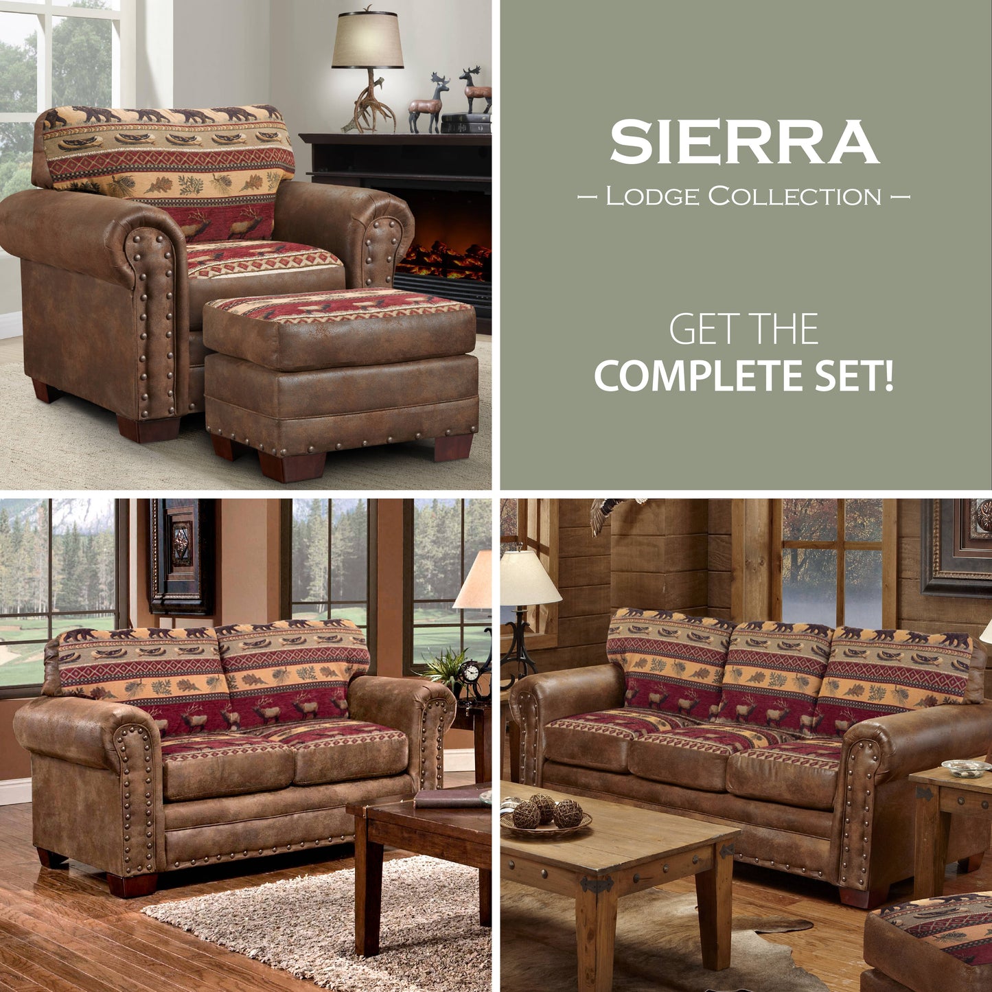Sierra Lodge 4 Piece Living Room Set