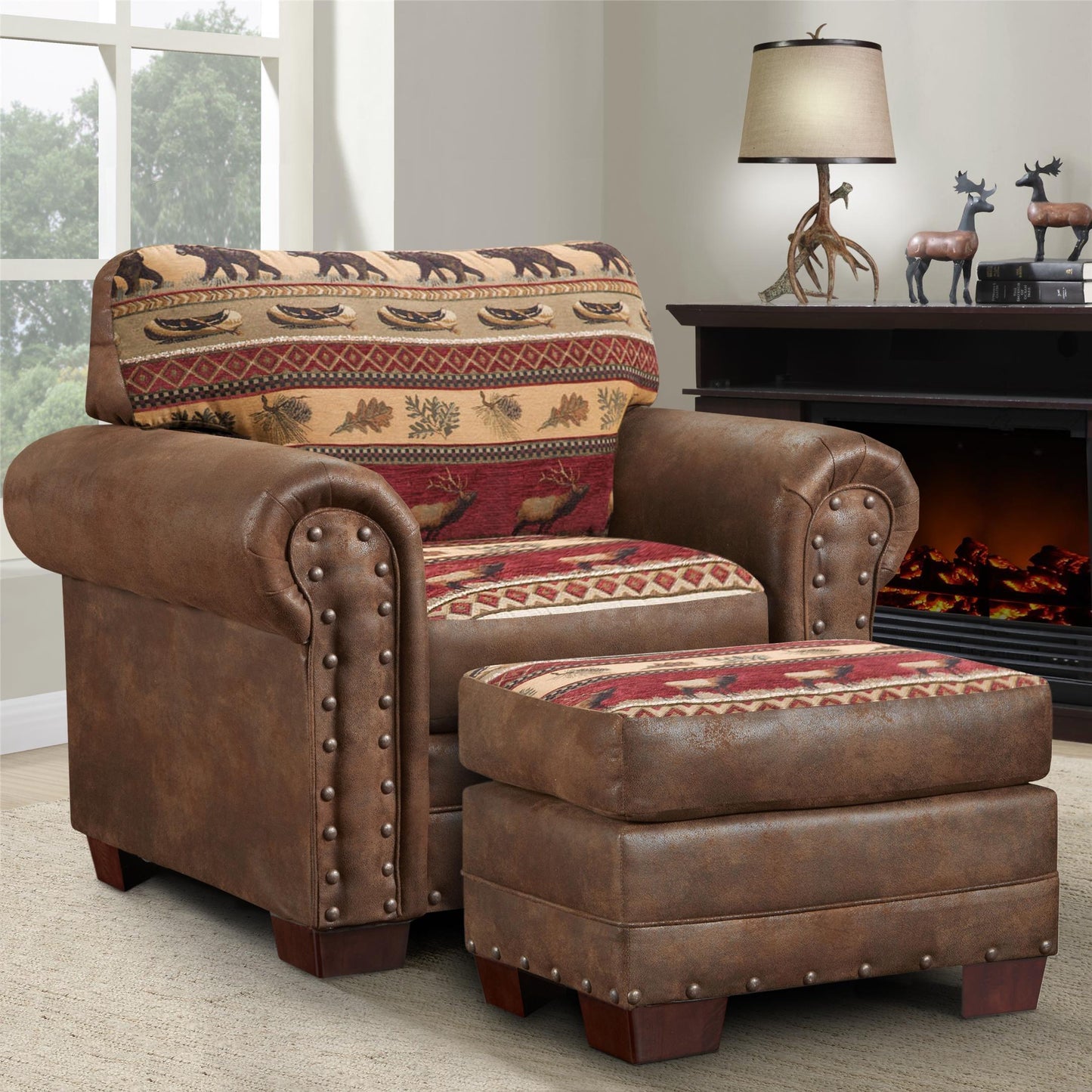 Sierra Lodge Arm Chair and Ottoman Set